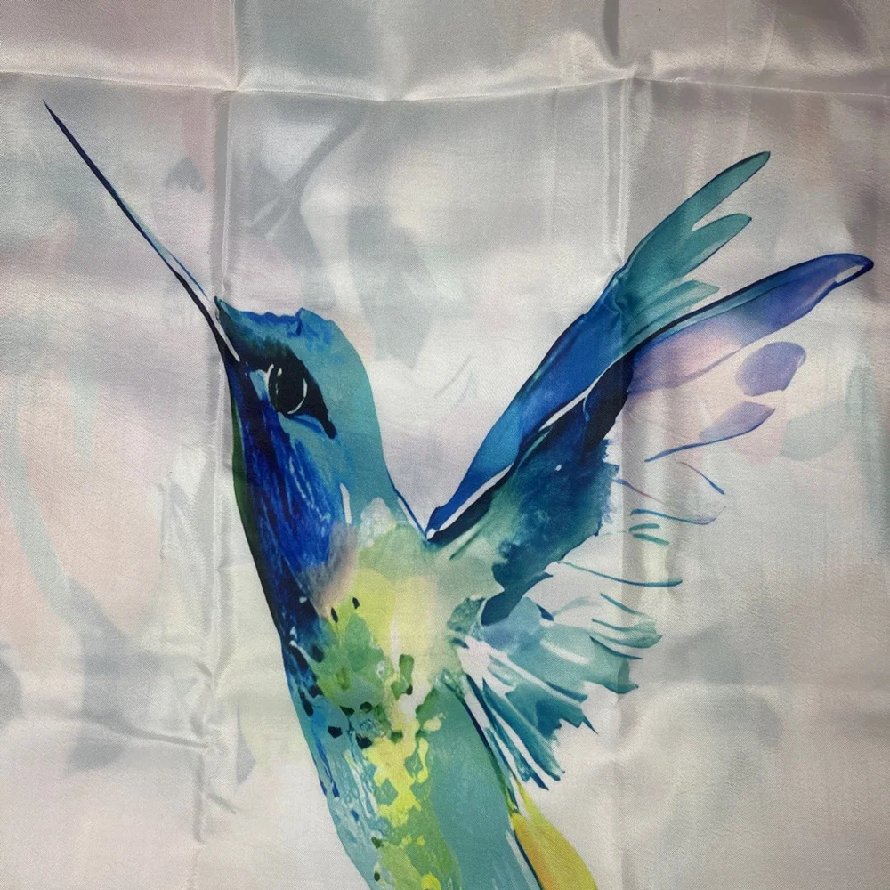 Gibelle Small Stall Shower Curtain 36 x 72 Hummingbird Floral Fabric W/Rings